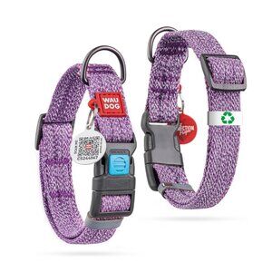 Adjustable Reflective Cotton Eco-Friendly Dog Collar with QR ID Tag Size S